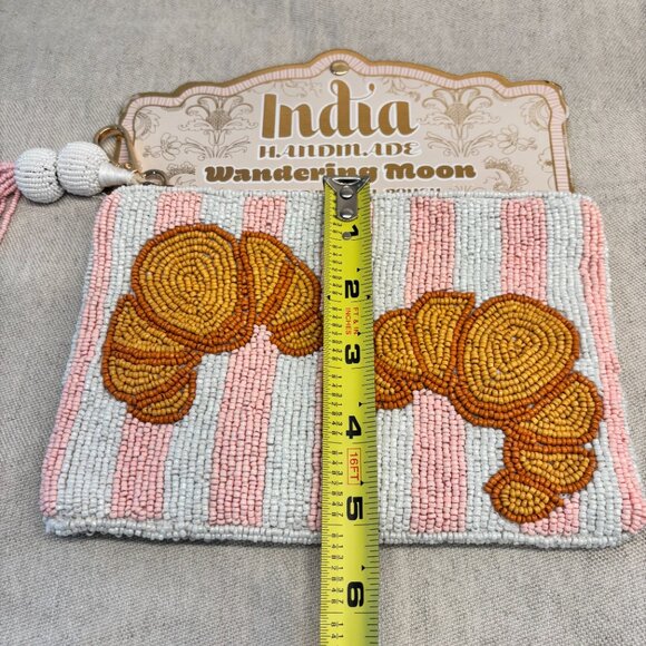 Wandering Moon Croissants Viral Beaded Bag - Pink, White and Tan - Picture 5 of 6